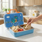 Rexy the Dino bento lunch box for kids featuring 3 stainless steel compartments, 680 ml leakproof design, BPA-free outer body, child-friendly locking clips, organised meal storage, and perfect for school lunches, travel, daycare, and everyday use.