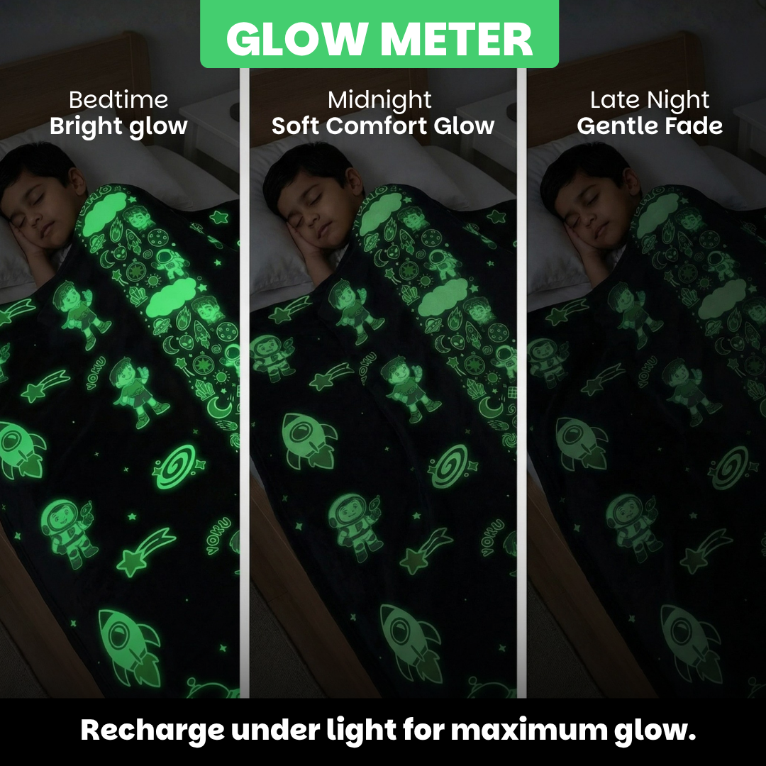 Famyo glow in the dark bedsheet - how to charge - leave it under light/ sunlight for sometike and then watch it glow.