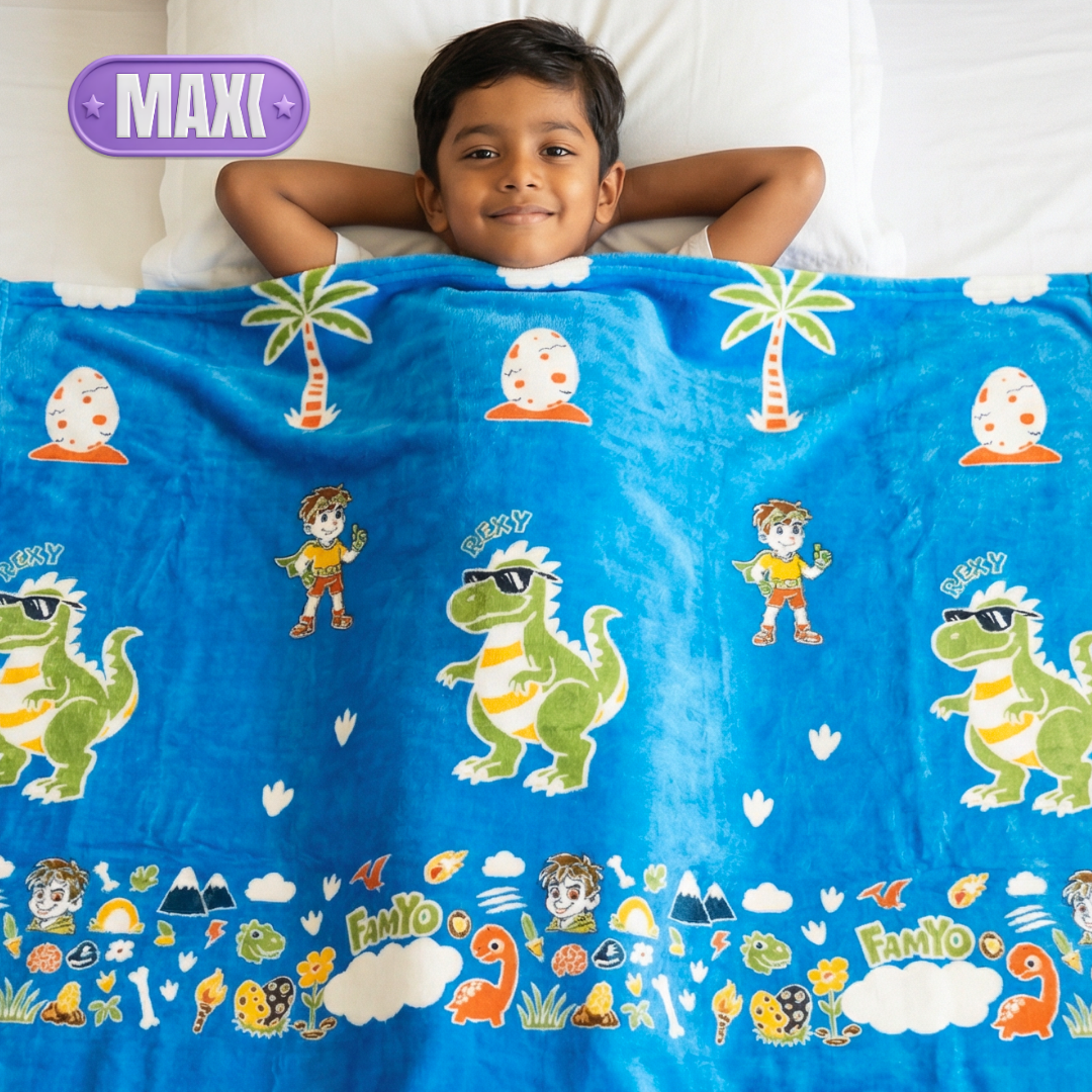 Famyo rexy the dinosaur glow in the dark blanket for kids