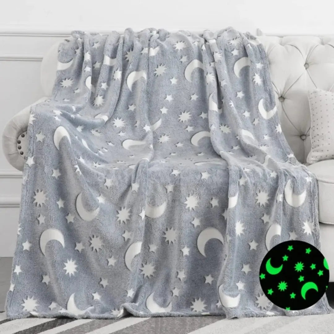 Moon & Stars Glow in The Dark Blanket | Queen-Size, 80in x 60in