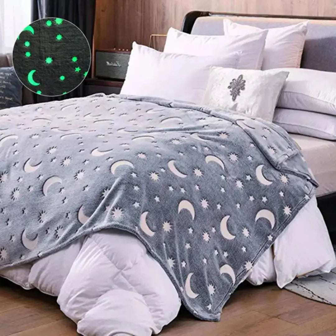 Moon & Stars Glow in The Dark Blanket | Queen-Size, 80in x 60in