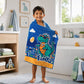 Famyo Rexy the Dinosaur Flat Towel for Kids made with premium microfiber fabric featuring quick dry technology, lightweight and travel friendly design, fade resistant print, soft and highly absorbent for bath, beach, swimming and everyday use.