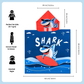 Dark Blue Shark Dive Poncho Bath Towel for Kids, 1-7 years | Quick-Drying Microfiber Kids Towel