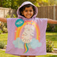 Purple Cat Unicorn Hooded Poncho Towel for Kids | Quick-Dry, Highly Absorbent Microfiber Bath Towel