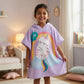 Purple Cat Unicorn Hooded Poncho Towel for Kids | Quick-Dry, Highly Absorbent Microfiber Bath Towel