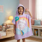Purple Cat Unicorn Hooded Poncho Towel for Kids | Quick-Dry, Highly Absorbent Microfiber Bath Towel