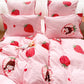 Strawberry Pink 250TC King Bedding Set (Set of 4 or Set of 5) Famyo
