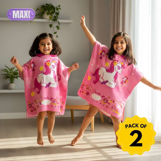 Set of 2 – June the Unicorn Kids Towel from Famyo Hood Maxx Series – Ultra-Soft Kids Hooded Towel for Ages 0–7 | Perfect Gift for Kids