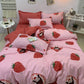 Famyo's Bedding set of 5 PC with Fitted bedsheet, comforter with a cover and 2X matching pillows in pink