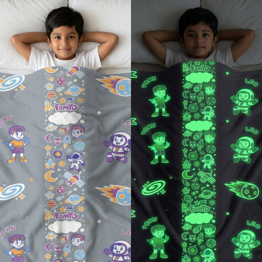 Leo the Astronaut Glow Blanket – Glow Maxx Series | Soft Flannel AC Blanket for All-Season | Perfect Gift for Kids