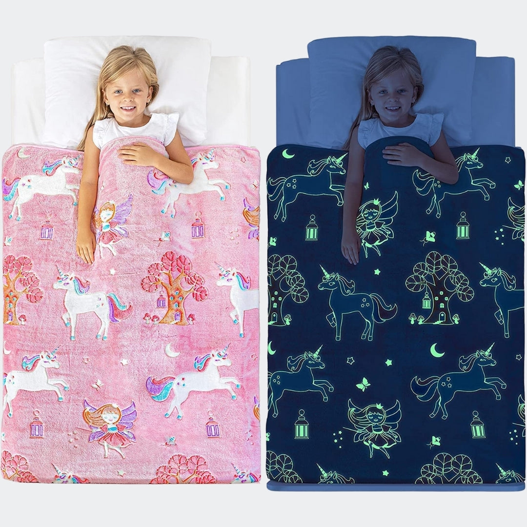 Fairy Glow in The Dark Blanket for Kids | 200 x 152cm, 0-15 Years, Queen Size Flannel Blanket | Birthday Gift for Kids Bed, Sofa, or Couch