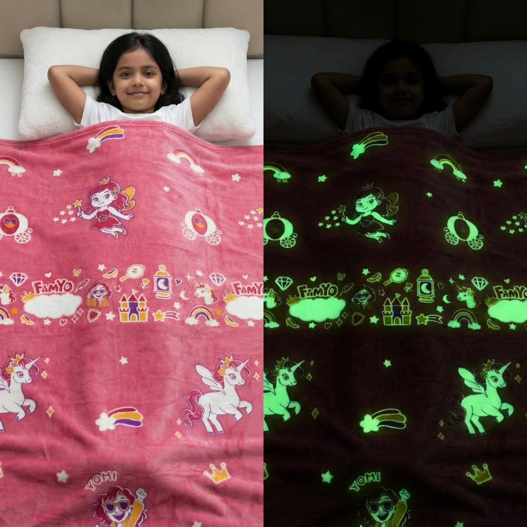June the Unicorn Glow Blanket – Glow Maxx Series | Soft Flannel AC Blanket for All-Season | Perfect Gift for Kids