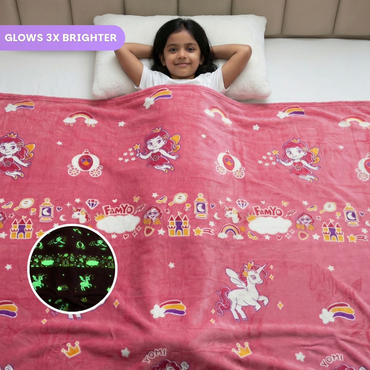 June the Unicorn Glow Blanket – Glow Maxx Series | Soft Flannel AC Blanket for All-Season | Perfect Gift for Kids