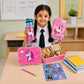 June Unicorn School Essentials Kit for Kids | Bento Lunch Box, 900 ml Steel Water Bottle, Hard Shell Pencil Pouch & Sticker Sheet Combo