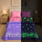 Lavender Unicorn Glow Blanket & June the Unicorn Glow Bedsheet Set for Kids | 4 PC Glow in the Dark Bedding Set | Queen Size Blanket & King Size Bedsheet