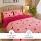 4pc Kids Bed Set – King Size Fitted Bedsheet , Comforter Cover & 2 Pillow Covers | Strawberry Pink Theme