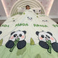 Kid wrapped in Stylish and Comfy green panada and bamboo comforter