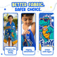Famyo Rexy the Dinosaur Flat Towel for Kids made with premium microfiber fabric featuring quick dry technology, lightweight and travel friendly design, fade resistant print, soft and highly absorbent for bath, beach, swimming and everyday use.