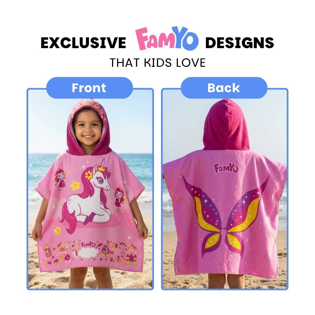 June the Unicorn Comfort Set for Kids | Glow Bedsheet, Glow Blanket & Hooded Poncho Towel Combo