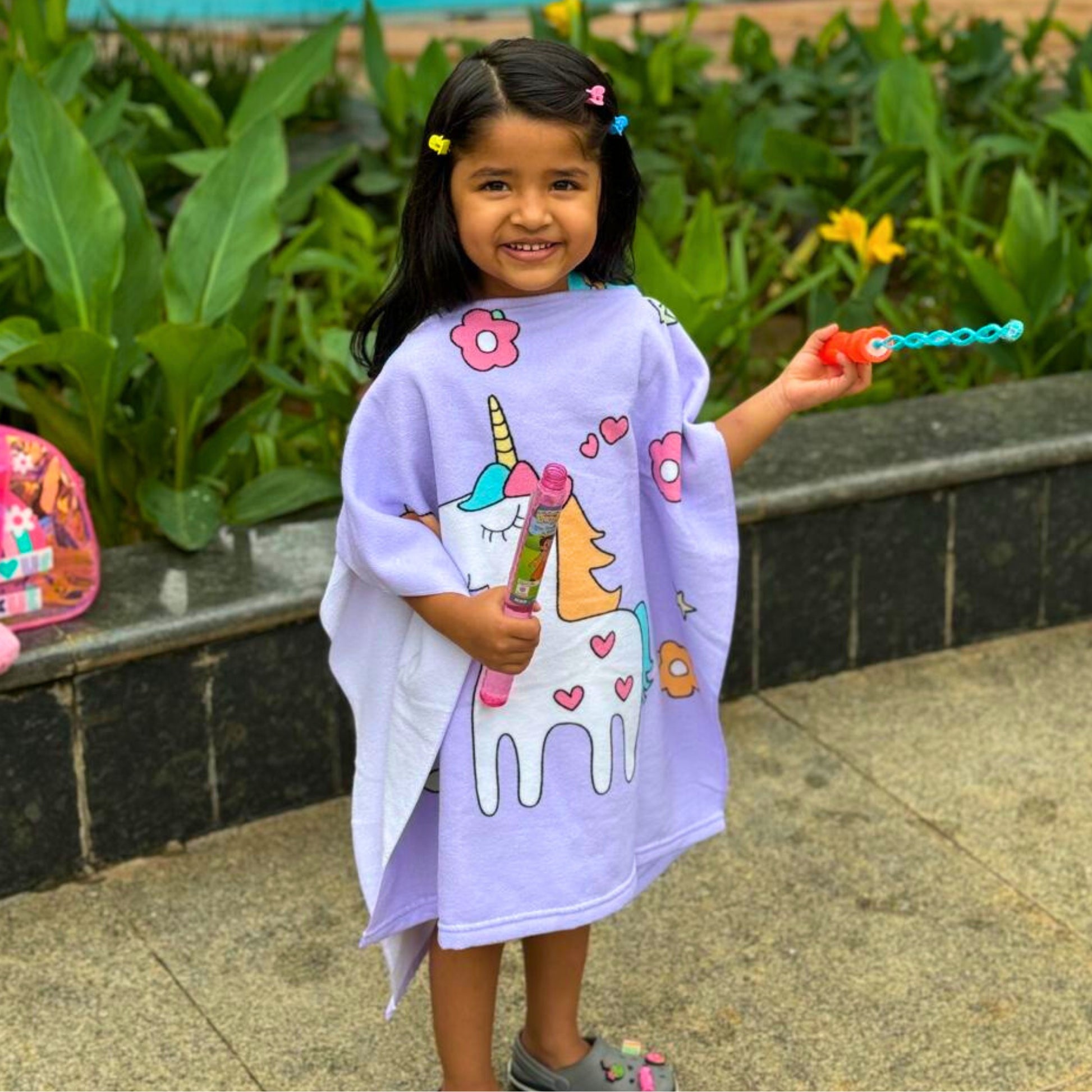 Purple Unicorn Poncho Bath Towel for Kids, 1-7 years | Shop Quick-Drying Microfiber Kids Towel with Combo Offer Buy 2 @ just Rs. 999