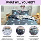 4 piece Bedding set has king size fitted bedsheet, 2X matching pillow covers and a 250 TC reversible comforter cover