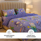 Purple Astronaut 250TC King Bed Sheet Set (Set of 4 or Set of 5)