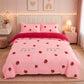 4pc Kids Bed Set – King Size Fitted Bedsheet , Comforter Cover & 2 Pillow Covers | Strawberry Pink Theme