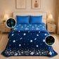 Dark Blue Astronaut Glow Blanket & Rexy the Dino Glow Bedsheet Set for Kids | 4 PC Glow in the Dark Bedding Set | Queen Size Blanket & King Size Bedsheet