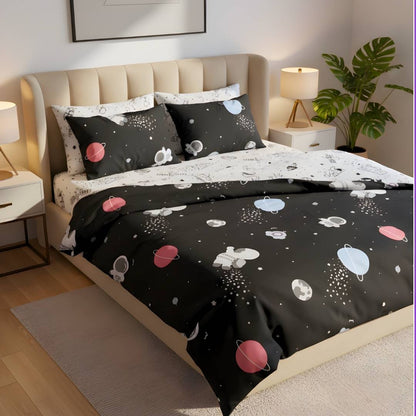 Astronaut in Space 250TC King Bed Sheet Set (Set of 4 or Set of 5)