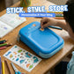 Famyo Blue pencil case with dinosaur design for kids school stationery organisation - stick on pad at the back