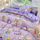 4pc/5pc King Bedding Set- Comforter Cover, Fitted Bedsheet, 2 Pillow Covers, Comforter in Purple Astronaut