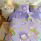 4pc/5pc King Bedding Set- Comforter Cover, Fitted Bedsheet, 2 Pillow Covers, Comforter in Purple Astronaut