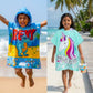 Rexy the Dino & Magic Beach Pink Unicorn Poncho Towels – Set of 2 | Quick-Dry Microfiber Hooded Towels for Kids (1–7 Years)