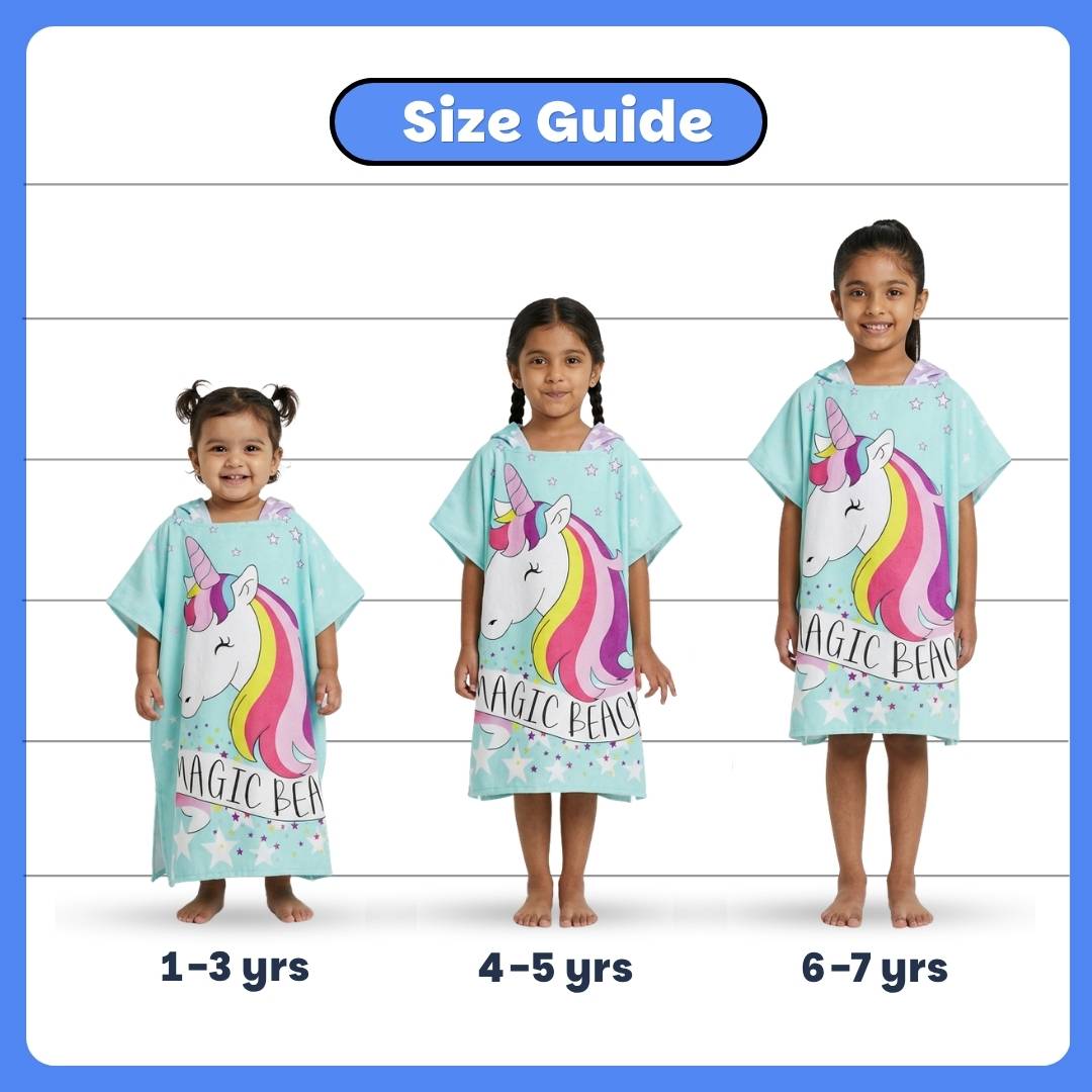 Rexy the Dino & Magic Beach Pink Unicorn Poncho Towels – Set of 2 | Quick-Dry Microfiber Hooded Towels for Kids (1–7 Years)