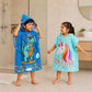 Rexy the Dino & Magic Beach Pink Unicorn Poncho Towels – Set of 2 | Quick-Dry Microfiber Hooded Towels for Kids (1–7 Years)