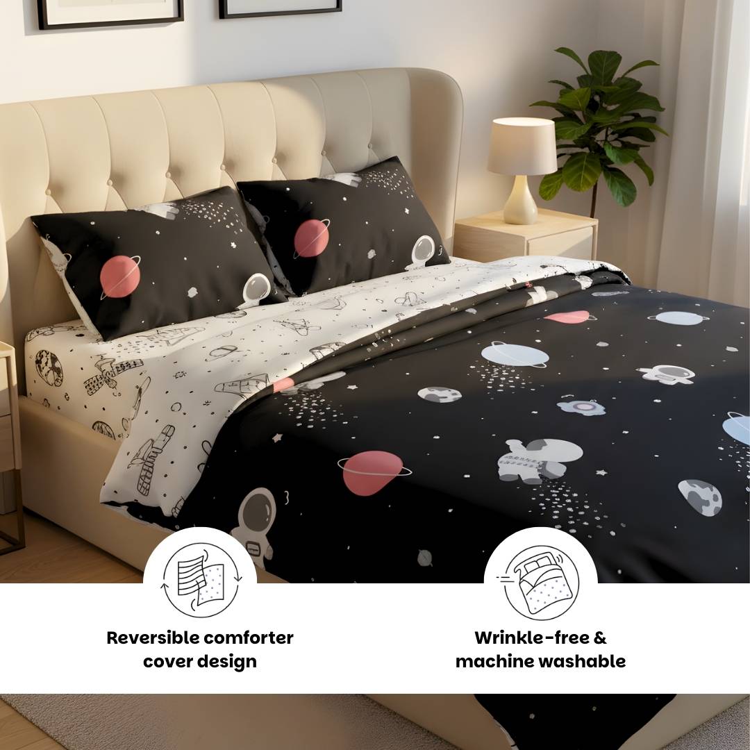 Astronaut in Space 250TC King Bed Sheet Set (Set of 4 or Set of 5)