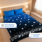 Dark Blue Astronaut Glow Blanket & Rexy the Dino Glow Bedsheet Set for Kids | 4 PC Glow in the Dark Bedding Set | Queen Size Blanket & King Size Bedsheet