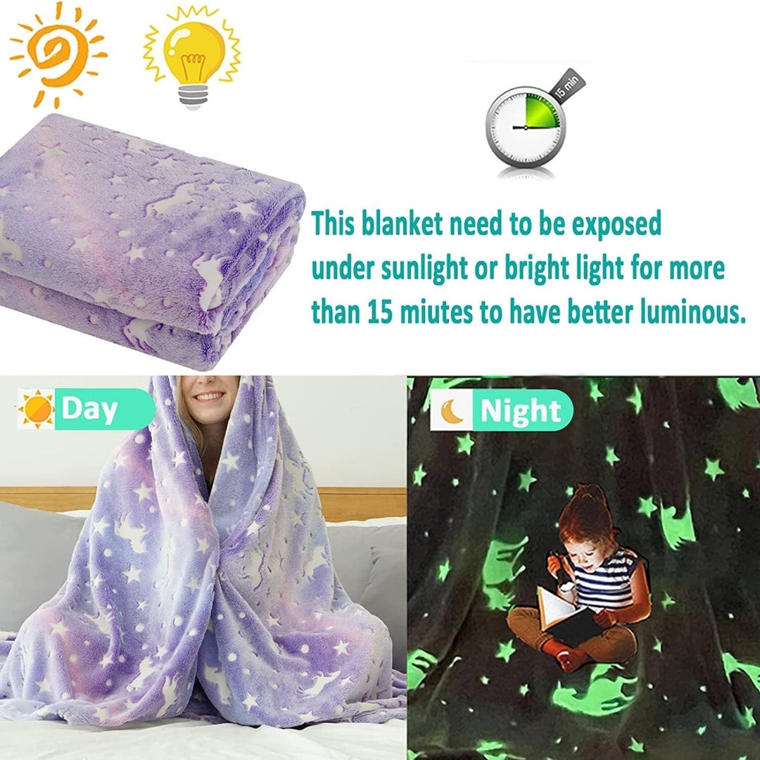 Famyo Unicorn Glow in The Dark Blanket for Kids | 200 x 152cm, 0-15 Years, Queen Size Flannel Blanket | Birthday Gift for Kids Bed, Sofa, or Couch