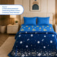 Dark Blue Astronaut Glow Blanket & Rexy the Dino Glow Bedsheet Set for Kids | 4 PC Glow in the Dark Bedding Set | Queen Size Blanket & King Size Bedsheet
