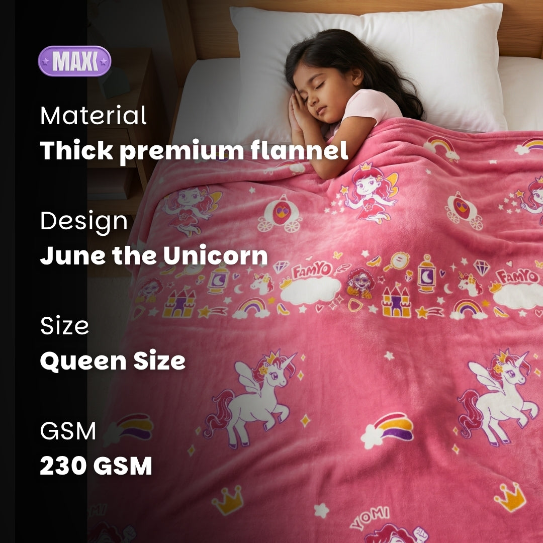 June the Unicorn Glow Blanket – Glow Maxx Series | Soft Flannel AC Blanket for All-Season | Perfect Gift for Kids