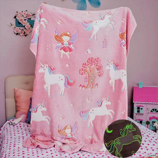 Fairy Glow in The Dark Blanket for Kids | 200 x 152cm, 0-15 Years, Queen Size Flannel Blanket | Birthday Gift for Kids Bed, Sofa, or Couch