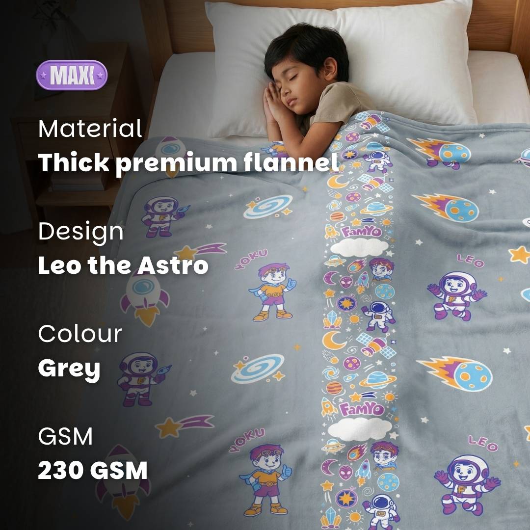 Leo the Astro Glow in the Dark Quilt/Blanket/AC Comforter & Rexy the Dino Hooded Poncho Towel Set for Kids | Glow Maxx & Hood Maxx Series