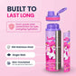 Kids stainless steel water bottle available in June the Unicorn, Rexy the Dinosaur, Leo the Astronaut, Dark Blue Astronaut, and Lavender Unicorn designs, featuring a 900 ml capacity, ideal for school, travel, and everyday hydration.