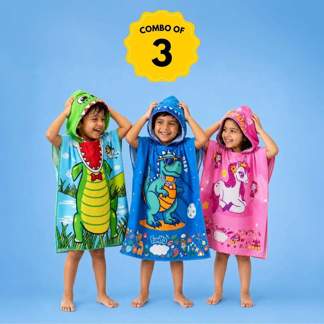 famyo rexy, june and crocdile poncho towel for kids