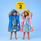 Rexy the Dino & Magical Princess Poncho Towels – Set of 2 | Quick-Dry Microfiber Hooded Towels for Kids (1–7 Years)
