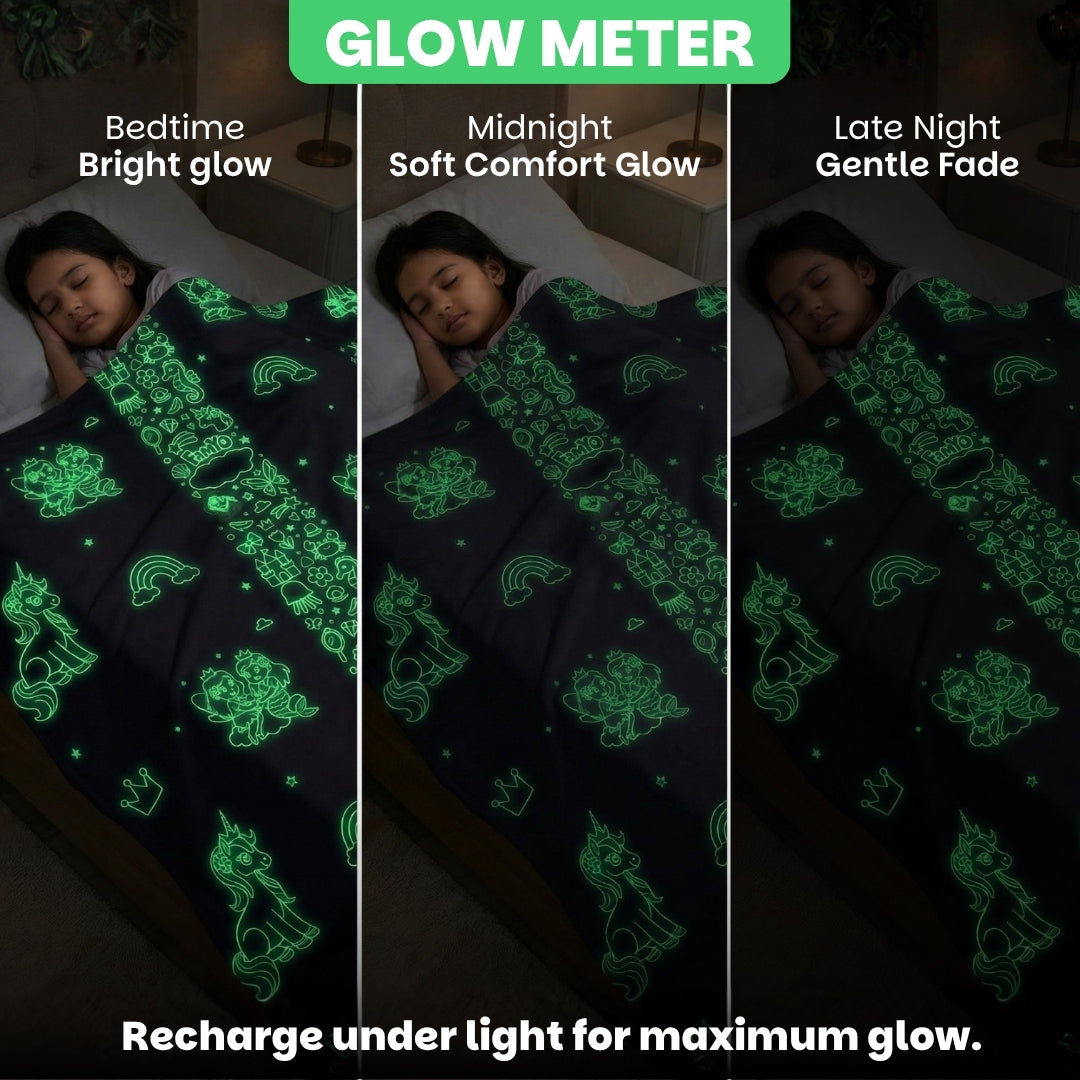 Famyo June Unicorn - Mira Mermaid Glow in the dark blanket - all season blanket for kids - glow meter