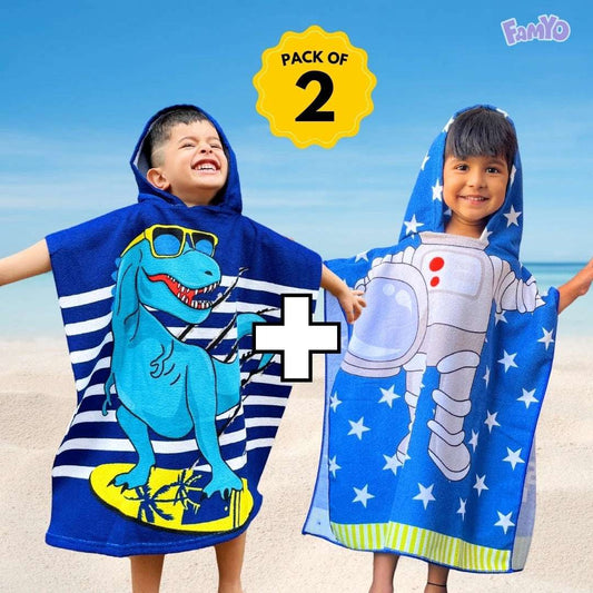 Famyo Poncho Towel Set of 2, Bundle Offer - Astro & Dino