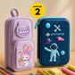 Famyo School Supplies Bundle – Pink Rabbit Pencil Pouch for Girls + Blue Space Pencil Box for Boys | 3-Compartment Zipper Pouch + Hard Shell Pencil Box Combo
