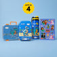 Rexy Dinosaur School Essentials Kit for Kids | Bento Lunch Box, 900 ml Steel Water Bottle, Hard Shell Pencil Pouch & Sticker Sheet Combo