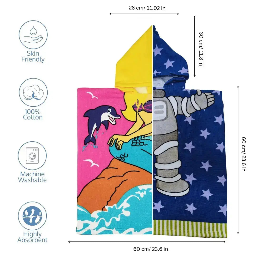Famyo Poncho Towel Set of 2, Bundle Offer - Astro & Pink Mermaid